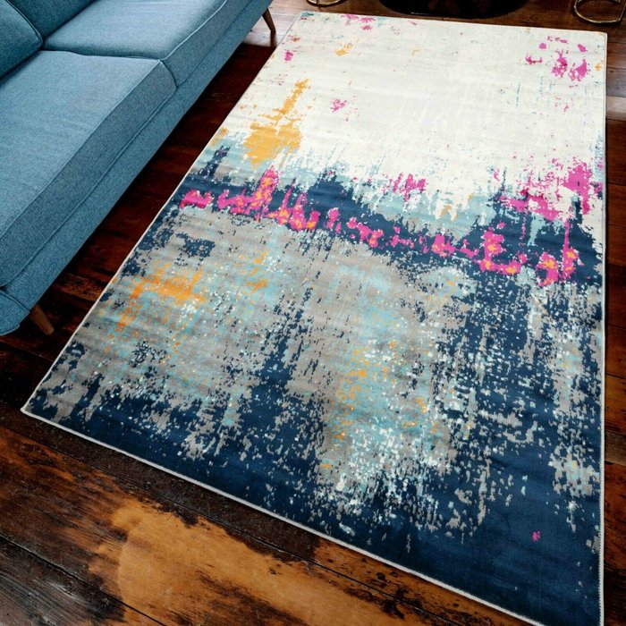 The Range | The Rug Wholesaler Navy Blue Ombre Abstract Rug - Lottie - Navy / 3kg / 170cm The Rug Wholesaler Navy Blue Ombre Abstract Rug - Lottie - Navy / 3kg / 170cm
