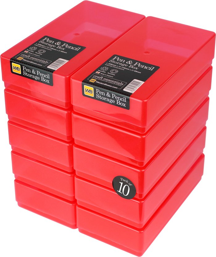 The Range | WestonBoxes Plastic Storage Boxes with Lids for Pens, Pencils and Stationery - Red / 1.5kg WestonBoxes Plastic Storage Boxes with Lids for Pens, Pencils and Stationery - Red / 1.5kg