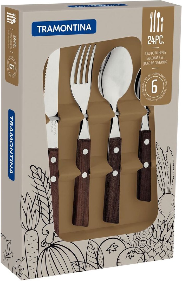 The Range | Tramontina Tramontina 24Pcs Natural Wooden Handle Cutlery Set - Yellow Tramontina Tramontina 24Pcs Natural Wooden Handle Cutlery Set - Yellow