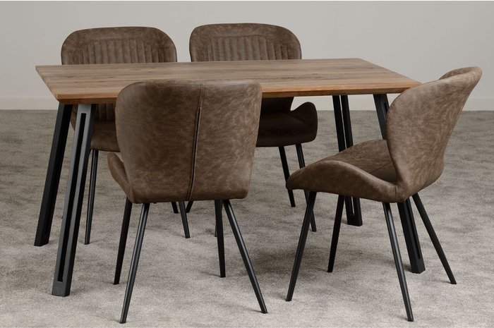 The Range | Dunelm Quebec Wave Dining Set Mid Oak (Brown) Dunelm Quebec Wave Dining Set Mid Oak (Brown)