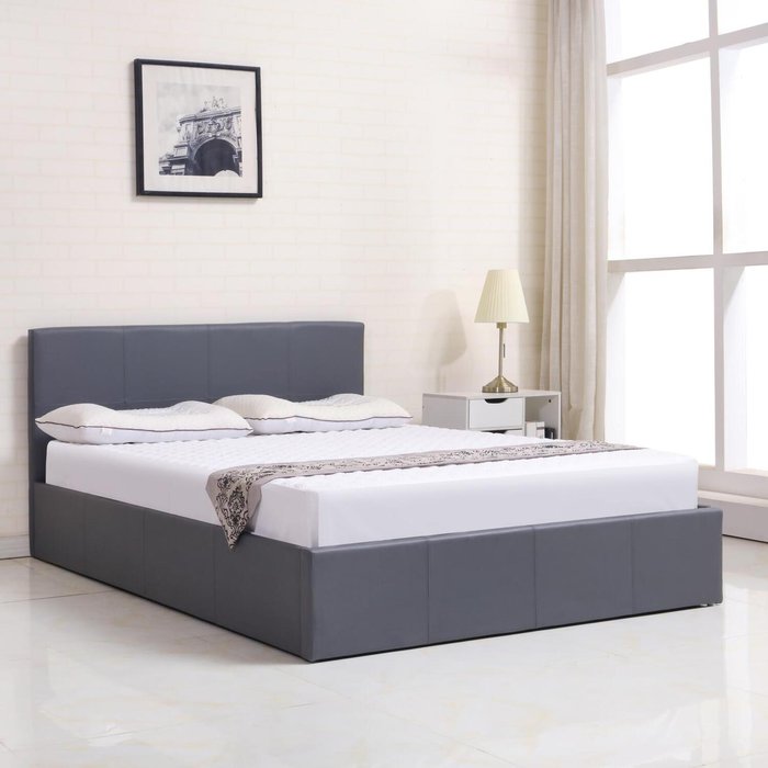 The Range | Kosy Koala Ottoman Storage Grey Leather Side Lift Bed Single Double - Grey / 996 Kosy Koala Ottoman Storage Grey Leather Side Lift Bed Single Double - Grey / 996