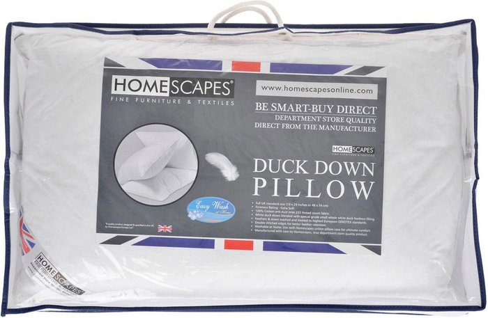 The Range | Homescapes Luxury Pure White Duck Down Pillow - White Homescapes Luxury Pure White Duck Down Pillow - White