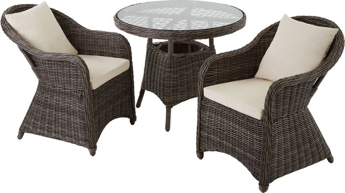 The Range | TECTAKE Tectake Zurich Rattan Bistro Set With 2 Armchairs And Table TECTAKE Tectake Zurich Rattan Bistro Set With 2 Armchairs And Table