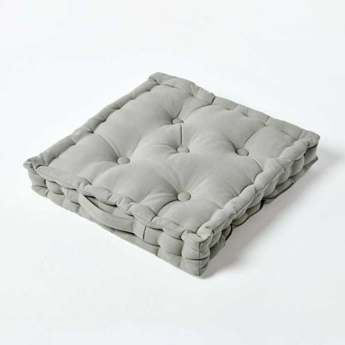 The Range | Homescapes Homescapes Cotton Floor Cushion - Grey / 8cm Homescapes Homescapes Cotton Floor Cushion - Grey / 8cm