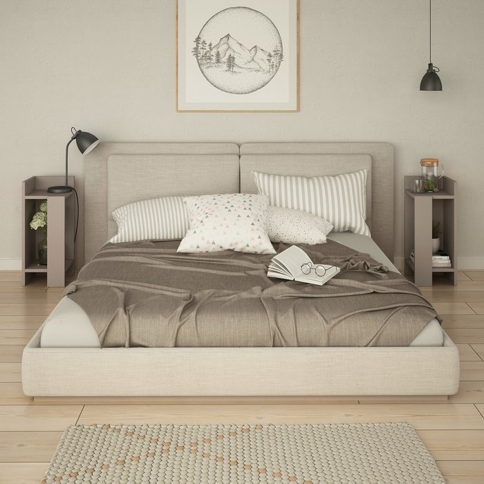 The Range | Decortie Elos Narrow Modern Bedside Tables - Mocha Grey Decortie Elos Narrow Modern Bedside Tables - Mocha Grey
