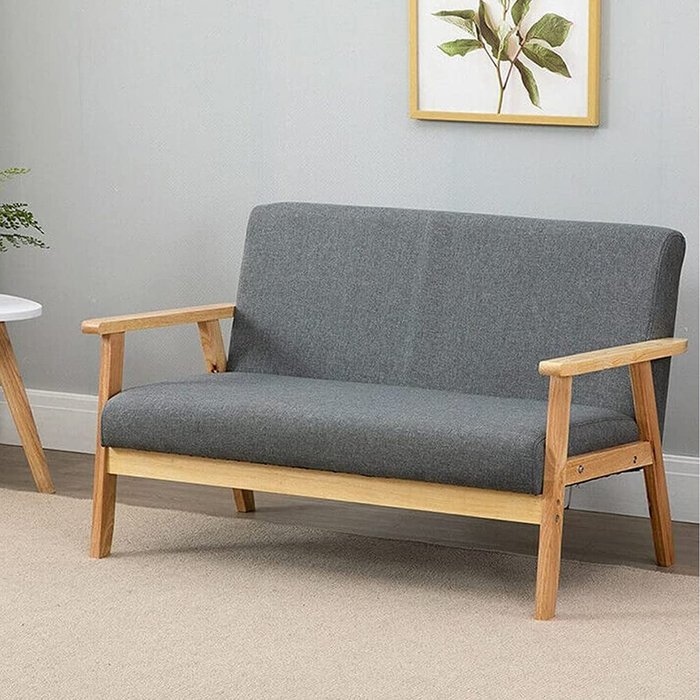 The Range | Yohood 2-Seater Square Arm Fabric Loveseat - Grey Yohood 2-Seater Square Arm Fabric Loveseat - Grey