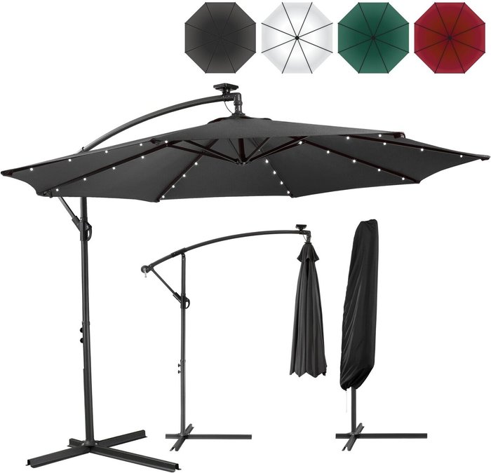 The Range | Arebos Parasol with LED Lights - Black Arebos Parasol with LED Lights - Black