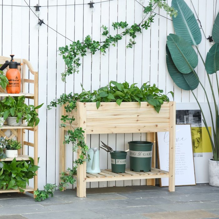 The Range | Outsunny Outsunny Wooden Raised Garden Bed Plant Stand Box With Clapboard 100 x 40 x 84cm Outsunny Outsunny Wooden Raised Garden Bed Plant Stand Box With Clapboard 100 x 40 x 84cm
