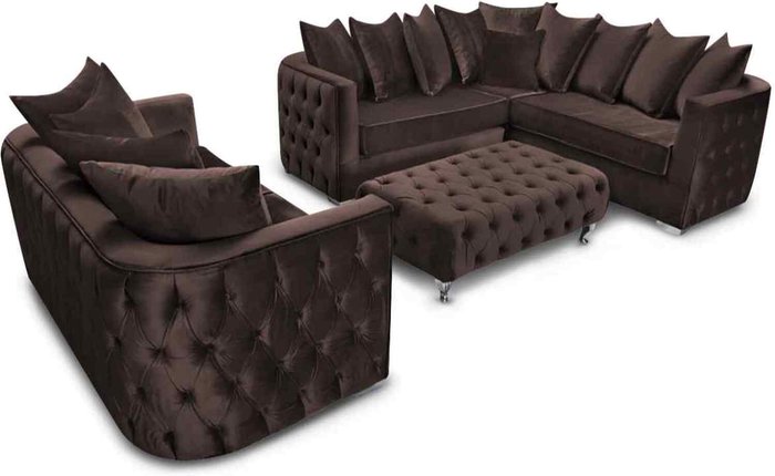 The Range | Simply Eleganza Julia Sofa Set 3 Seater Sofa with Corner and Footstool - Brown Simply Eleganza Julia Sofa Set 3 Seater Sofa with Corner and Footstool - Brown