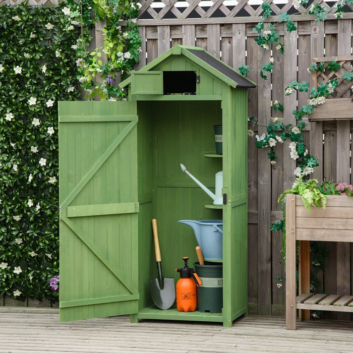 The Range | Outsunny Garden Storage Shed 3 Shelves - Dark Green Outsunny Garden Storage Shed 3 Shelves - Dark Green