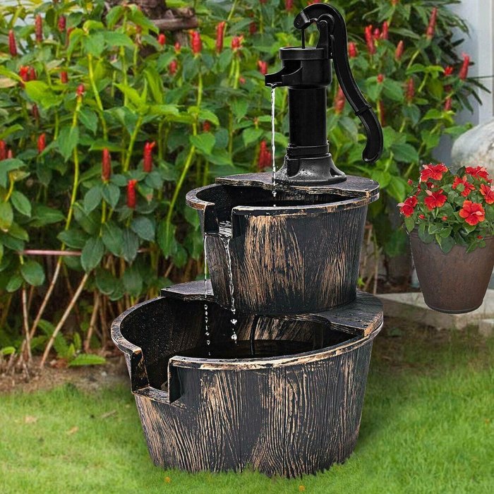 The Range | Gr8 Garden Wooden Effect Plastic Barrel Water Feature - Bronze Gr8 Garden Wooden Effect Plastic Barrel Water Feature - Bronze