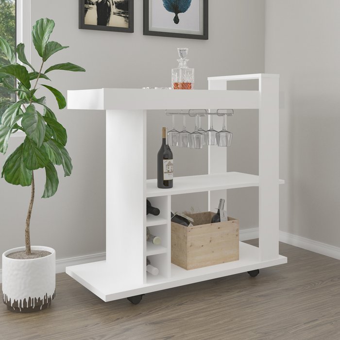 The Range | Seconique Naples Breakfast Bar Drinks Cart - White Seconique Naples Breakfast Bar Drinks Cart - White