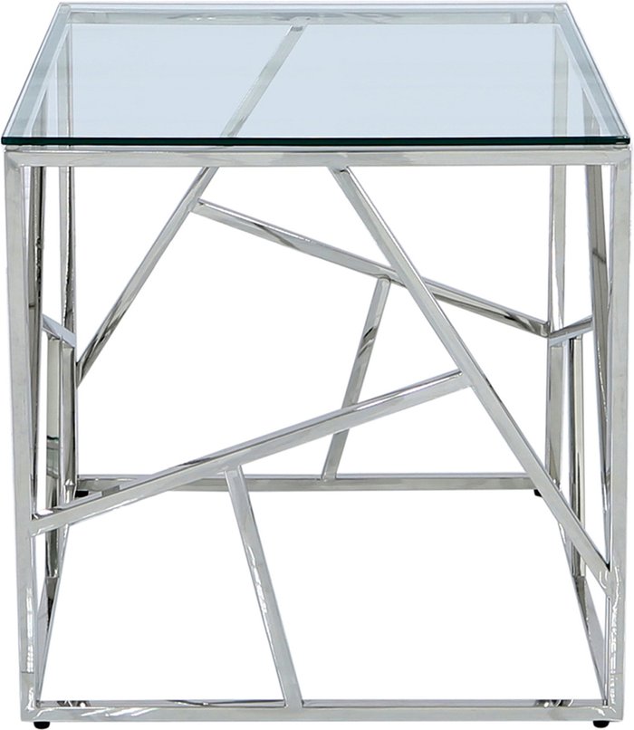 The Range | Vanity Living Side Table - Roma Gold Metal Glass Top Lamp End Table - Silver Vanity Living Side Table - Roma Gold Metal Glass Top Lamp End Table - Silver