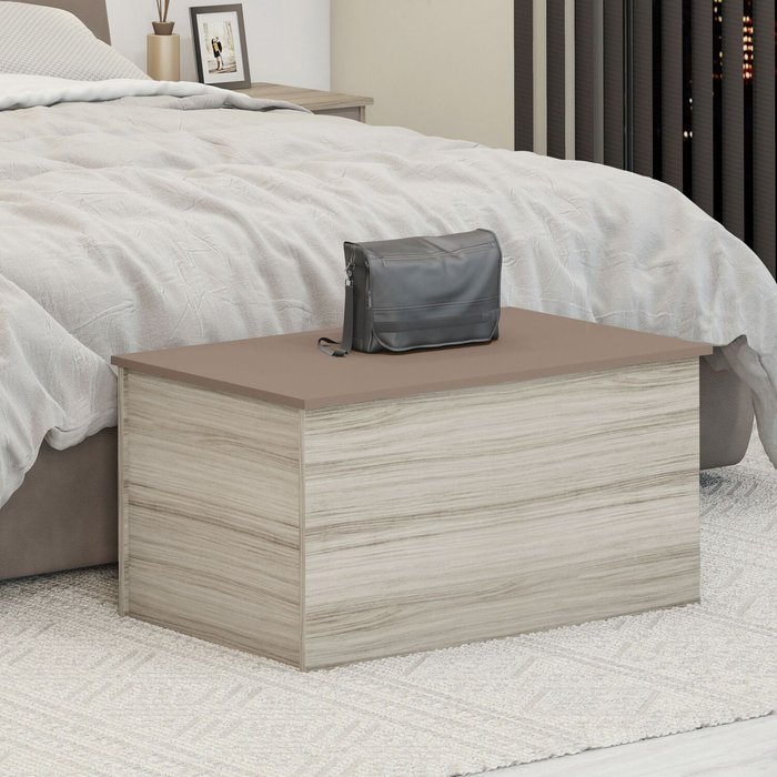 The Range | Seconique Nevada Blanket Box - Oyster Gloss, Light Oak Effect Veneer Seconique Nevada Blanket Box - Oyster Gloss, Light Oak Effect Veneer