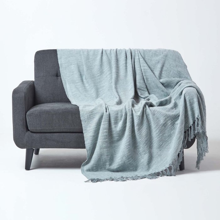The Range | Homescapes Nirvana Slub Cotton Grey Throw - Grey / Medium Homescapes Nirvana Slub Cotton Grey Throw - Grey / Medium