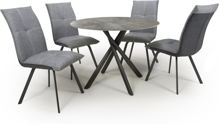 The Range | Shankar Shankar Avesta Grey Dining Table & 4 Ariel Light Grey Dining Chairs Set Shankar Shankar Avesta Grey Dining Table & 4 Ariel Light Grey Dining Chairs Set