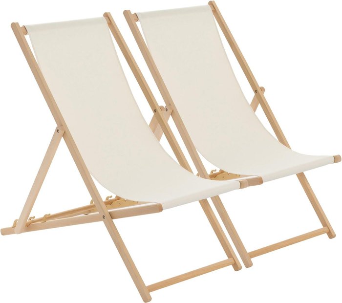 The Range | Harbour Housewares Wooden Folding Garden Sun Lounger Deck Chair x2 - Neutral Harbour Housewares Wooden Folding Garden Sun Lounger Deck Chair x2 - Neutral