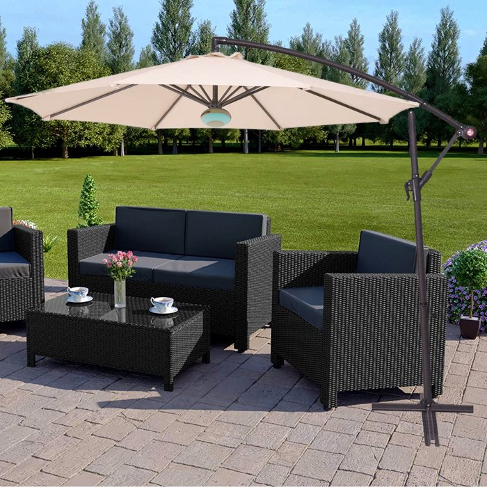 The Range | Groundlevel Groundlevel Bluetooth Banana Parasol - Natural Groundlevel Groundlevel Bluetooth Banana Parasol - Natural