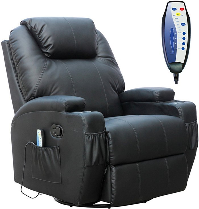 The Range | Westwood WestWood Bonded Leather Massage Recliner Chair Heat - Black Westwood WestWood Bonded Leather Massage Recliner Chair Heat - Black