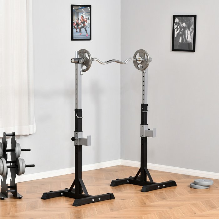 The Range | HOMCOM 2 Pairs of Barbell Squat Rack Portable Stand - Black HOMCOM 2 Pairs of Barbell Squat Rack Portable Stand - Black