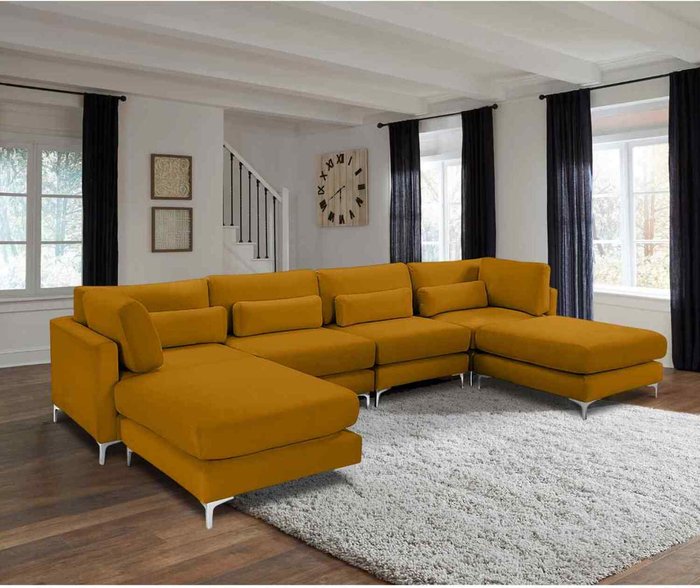 The Range | Simply Eleganza Finley Full Back Large Corner U Shape Sofa - Yellow Simply Eleganza Finley Full Back Large Corner U Shape Sofa - Yellow