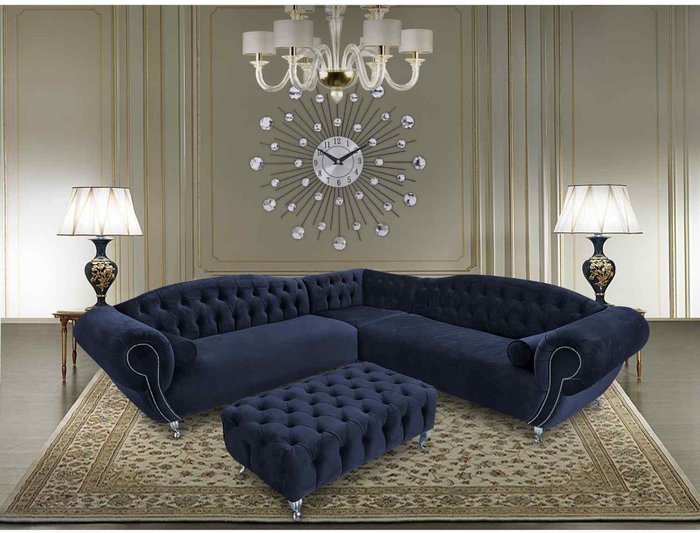 The Range | Simply Eleganza Lavis Corner Sofa with Footstool in Velour Fabric - Grey Simply Eleganza Lavis Corner Sofa with Footstool in Velour Fabric - Grey