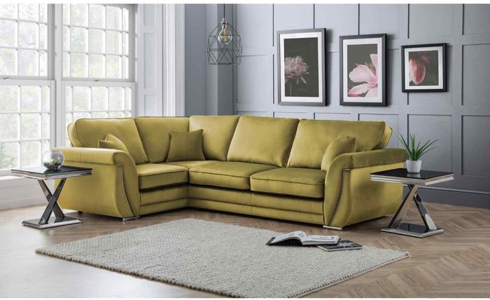 The Range | Simply Eleganza Luca Full Back L Shape Left Hand Corner Sofa - Yellow Simply Eleganza Luca Full Back L Shape Left Hand Corner Sofa - Yellow