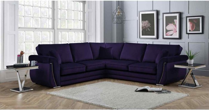 The Range | Simply Eleganza Luca Full Back Large Corner Sofa - Purple Simply Eleganza Luca Full Back Large Corner Sofa - Purple
