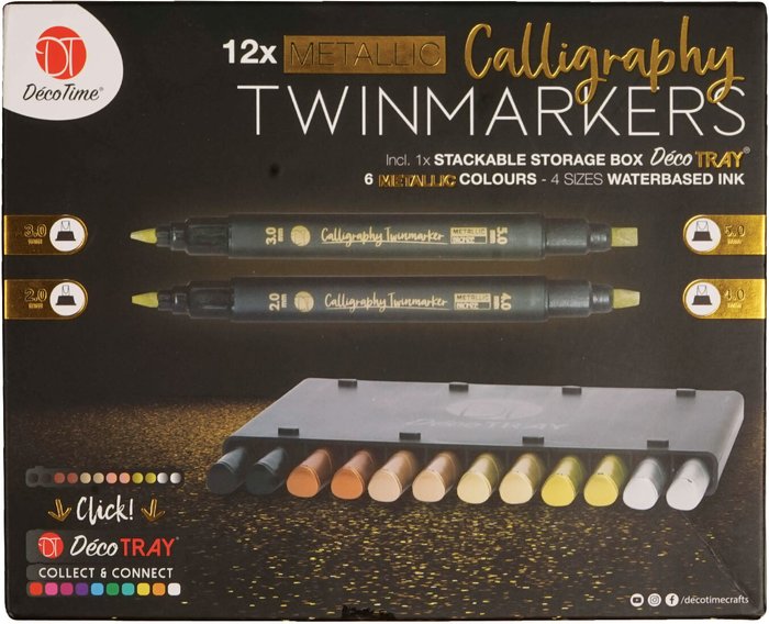 The Range | DecoTime Pack of 12 Metallic Calligraphy Twin Markers DecoTime Pack of 12 Metallic Calligraphy Twin Markers