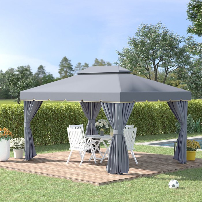 The Range | Outsunny Gazebo Canopy Garden Shelter - Grey Outsunny Gazebo Canopy Garden Shelter - Grey