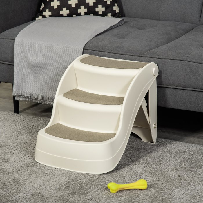 The Range | PawHut Pawhut Foldable Pet Stairs For Small Dogs - Cream PawHut Pawhut Foldable Pet Stairs For Small Dogs - Cream