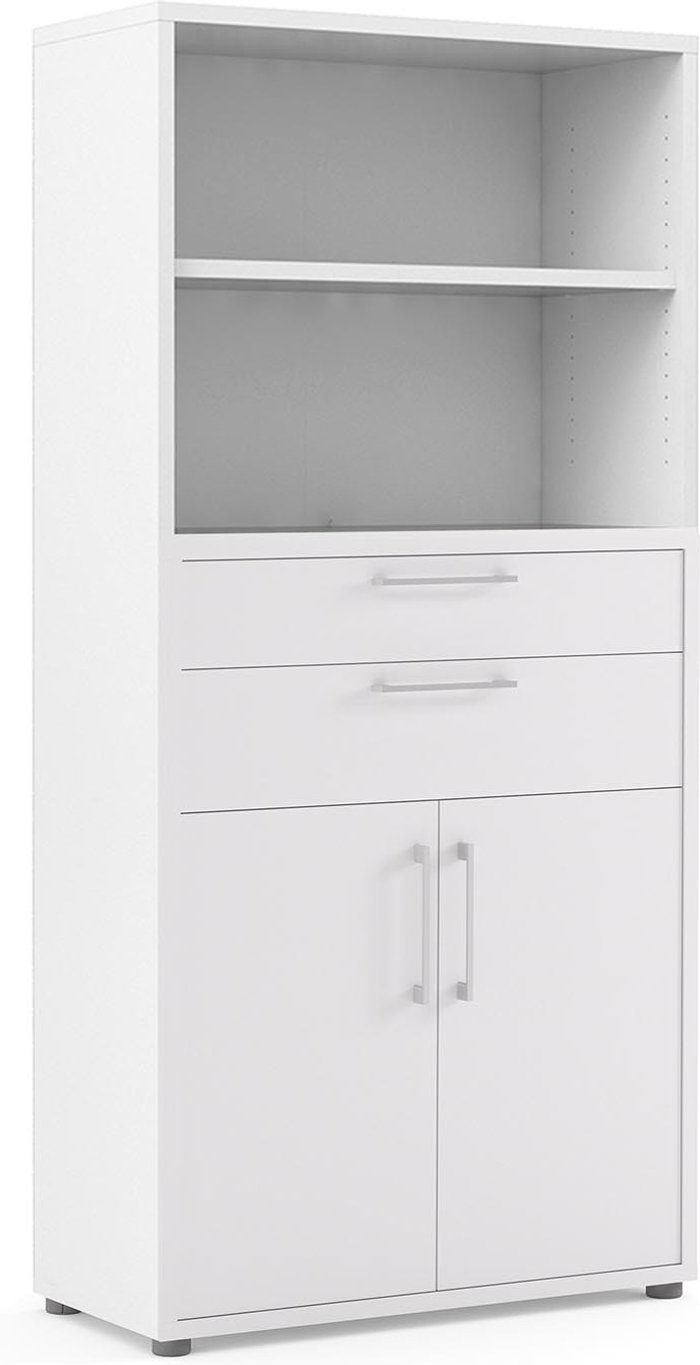 The Range | Furniture To Go Prima 2-Shelf 2-Drawer 2-Door Bookcase - White Furniture To Go Prima 2-Shelf 2-Drawer 2-Door Bookcase - White