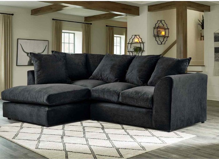 The Range | Simply Eleganza Mirana Modern Plush Velvet Corner LHF Sofa - Black Simply Eleganza Mirana Modern Plush Velvet Corner LHF Sofa - Black