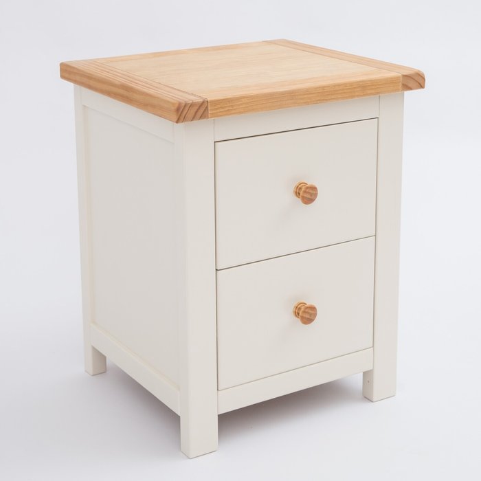 The Range | Cabinet Bits Maggiori 2 Drawer Bedside Cabinet - White / Wood Knob Cabinet Bits Maggiori 2 Drawer Bedside Cabinet - White / Wood Knob