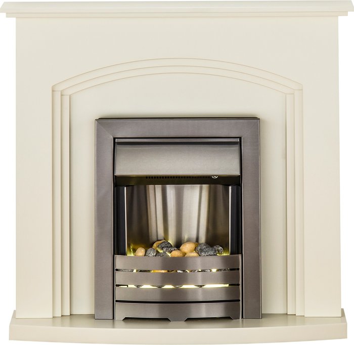 The Range | 21566 Adam Truro in Cream with Helios Electric Fire in Brushed Steel, 41 Inch - Cream 21566 Adam Truro in Cream with Helios Electric Fire in Brushed Steel, 41 Inch - Cream