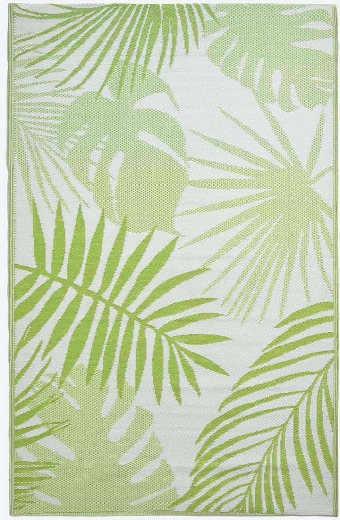 The Range | Homescapes Green Tropical Leaf Pattern Reversible Outdoor Rug - Green Homescapes Green Tropical Leaf Pattern Reversible Outdoor Rug - Green