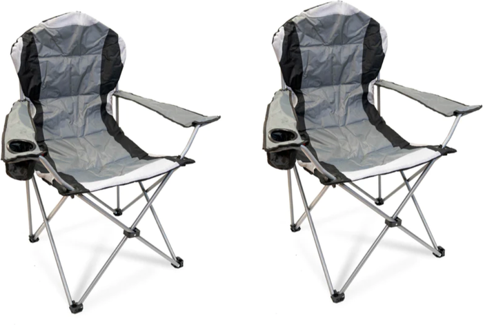 The Range | HyFive Folding Camp Chair Padded High Back - Grey / 2 HyFive Folding Camp Chair Padded High Back - Grey / 2