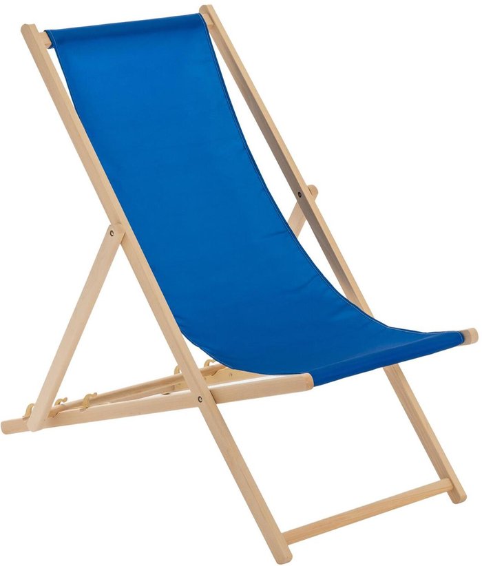 The Range | Harbour Housewares Wooden Folding Garden Sun Lounger Deck Chair x1 - Blue Harbour Housewares Wooden Folding Garden Sun Lounger Deck Chair x1 - Blue