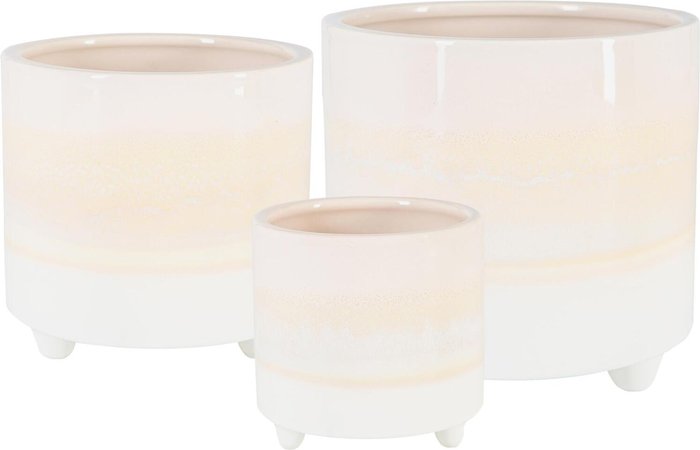 The Range | Nicola Spring Reactive Glaze Footed Plant Pots 3 Sizes - Natural Nicola Spring Reactive Glaze Footed Plant Pots 3 Sizes - Natural