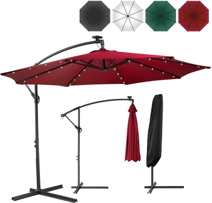 The Range | Arebos Parasol with LED Lights - Red Arebos Parasol with LED Lights - Red