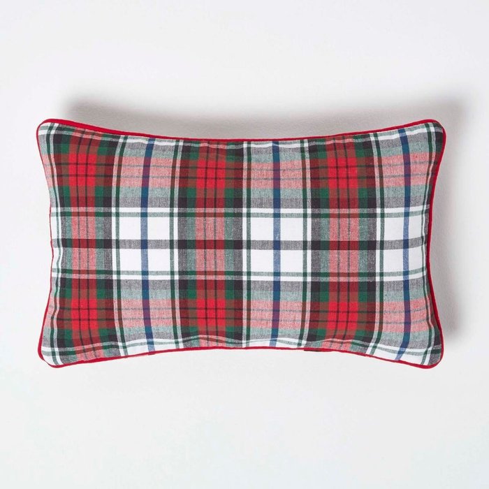 The Range | Homescapes Cotton Macduff Tartan Cushion Cover - Red Homescapes Cotton Macduff Tartan Cushion Cover - Red
