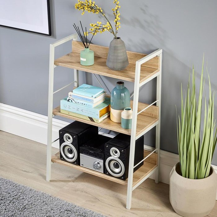 The Range | Home Source Urban 3 Tier Low Ladder Bookcase Shelving Unit - Light Oak Home Source Urban 3 Tier Low Ladder Bookcase Shelving Unit - Light Oak