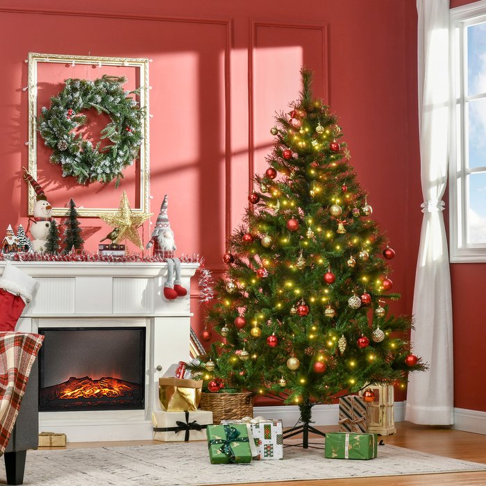 The Range | Bon Noel Bon Noel 6ft Green/Brown Pre-Lit Artificial Spruce Christmas Tree with 200 LED Lights Bon Noel Bon Noel 6ft Green/Brown Pre-Lit Artificial Spruce Christmas Tree with 200 LED Lights