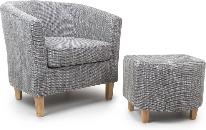 The Range | Tub Tweed Grey Chair and Stool Set - Tweed grey Tub Tweed Grey Chair and Stool Set - Tweed grey