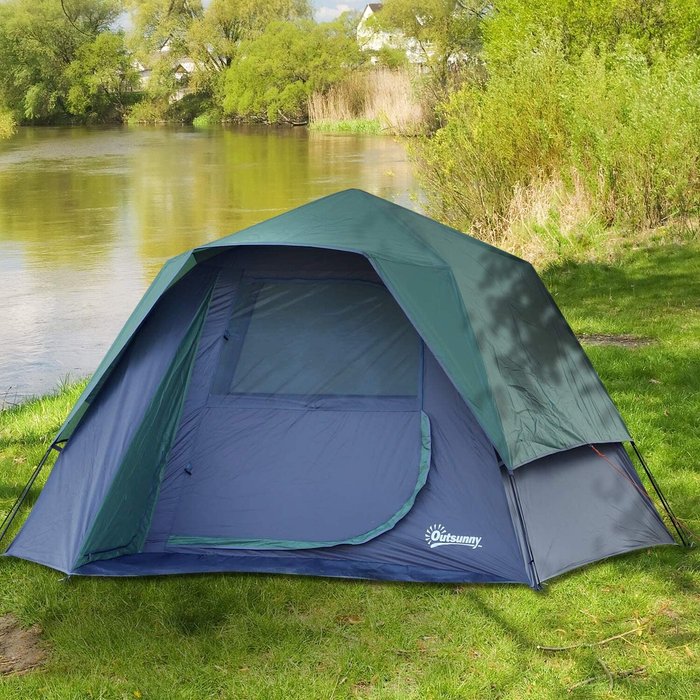 The Range | Outsunny Outsunny 3-4 Person Pop-Up Camping Tent Hiking - Olive Green Outsunny Outsunny 3-4 Person Pop-Up Camping Tent Hiking - Olive Green