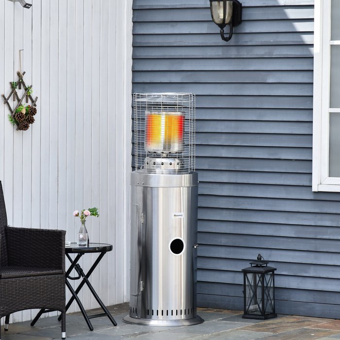 The Range | Outsunny 10KW Freestanding Outdoor Gas Patio Heater - Silver Outsunny 10KW Freestanding Outdoor Gas Patio Heater - Silver
