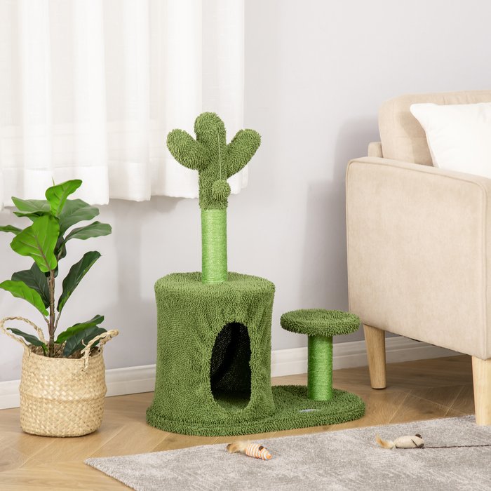 The Range | PawHut Pawhut Cat Tree Cactus Shape W/ Scratching Post & Ball Kitten Toy - Green PawHut Pawhut Cat Tree Cactus Shape W/ Scratching Post & Ball Kitten Toy - Green