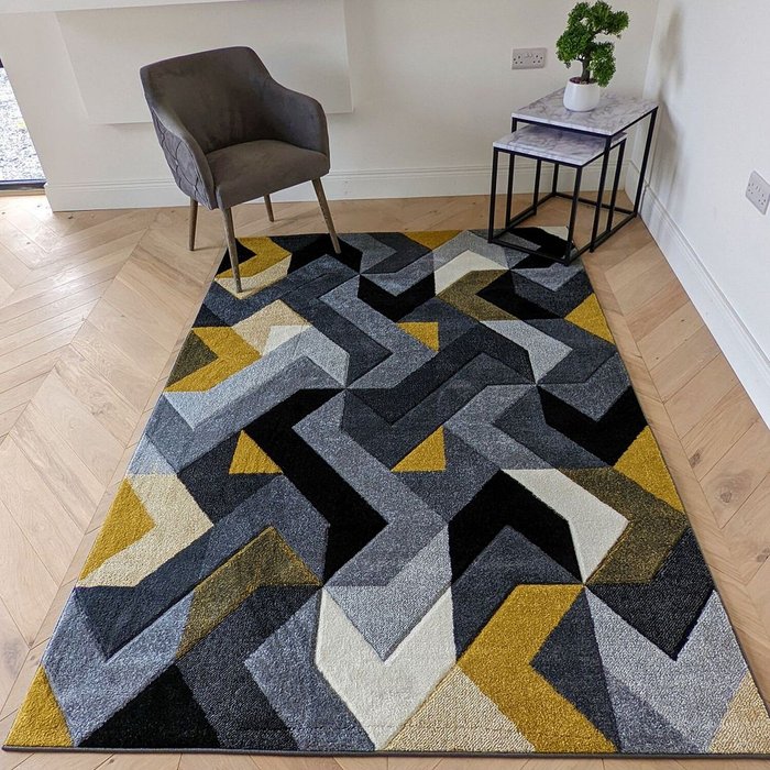 The Range | The Rug Wholesaler Ochre Herringbone Area Rug - Boston - Yellow / 4kg / 170cm The Rug Wholesaler Ochre Herringbone Area Rug - Boston - Yellow / 4kg / 170cm