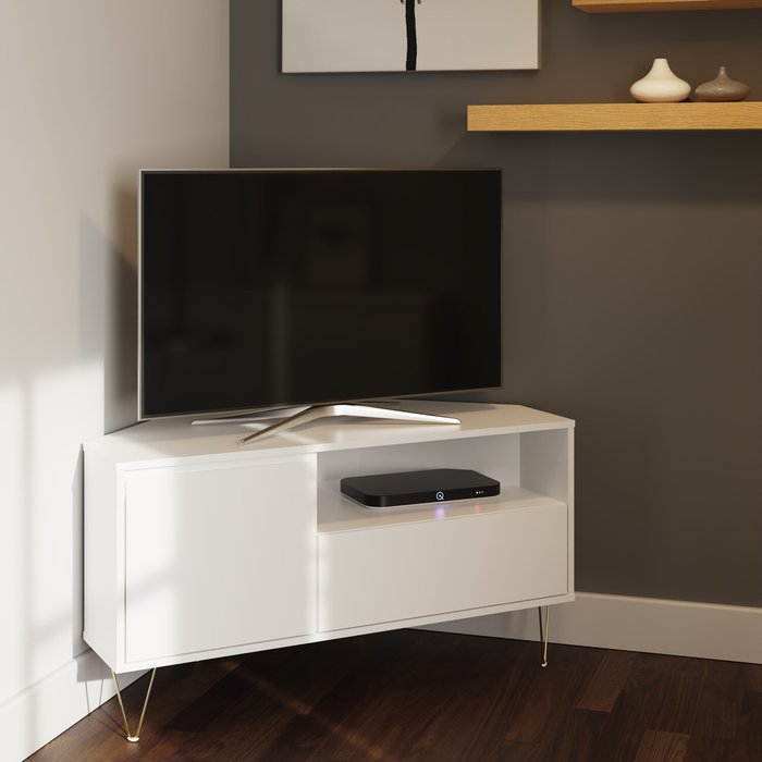 The Range | Timber Art Design UK Monaco White Corner TV Stand - White Timber Art Design UK Monaco White Corner TV Stand - White