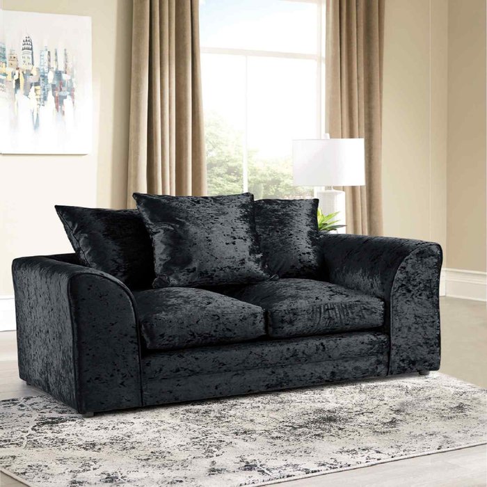 The Range | Simply Eleganza Mirana Modern Crush Velvet 2 Seater Sofa - Black Simply Eleganza Mirana Modern Crush Velvet 2 Seater Sofa - Black